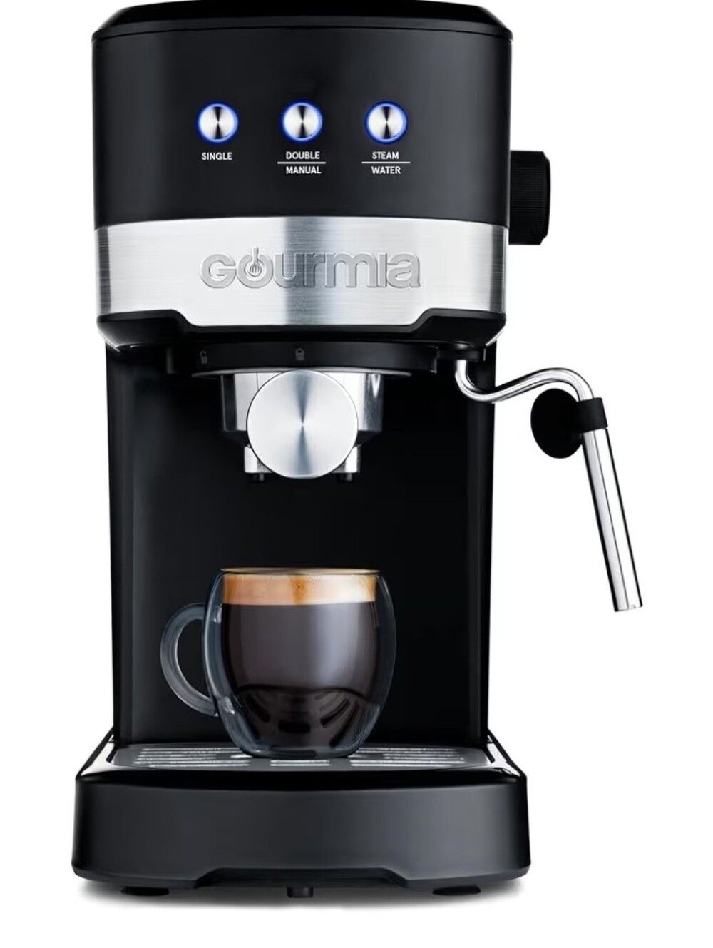 Gourmia Black Espresso Machine with Steam Wand